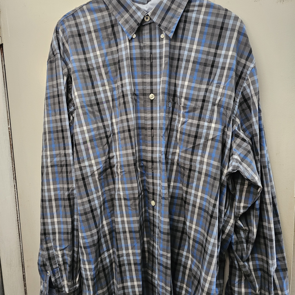 Izod Blue and Black Casual Button Down Shirt